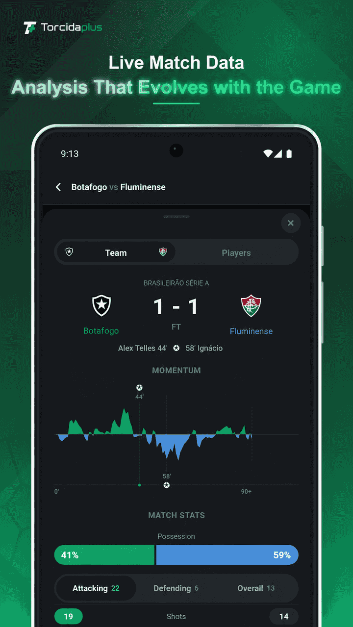 Official Totalix app screenshot: Follow the match live